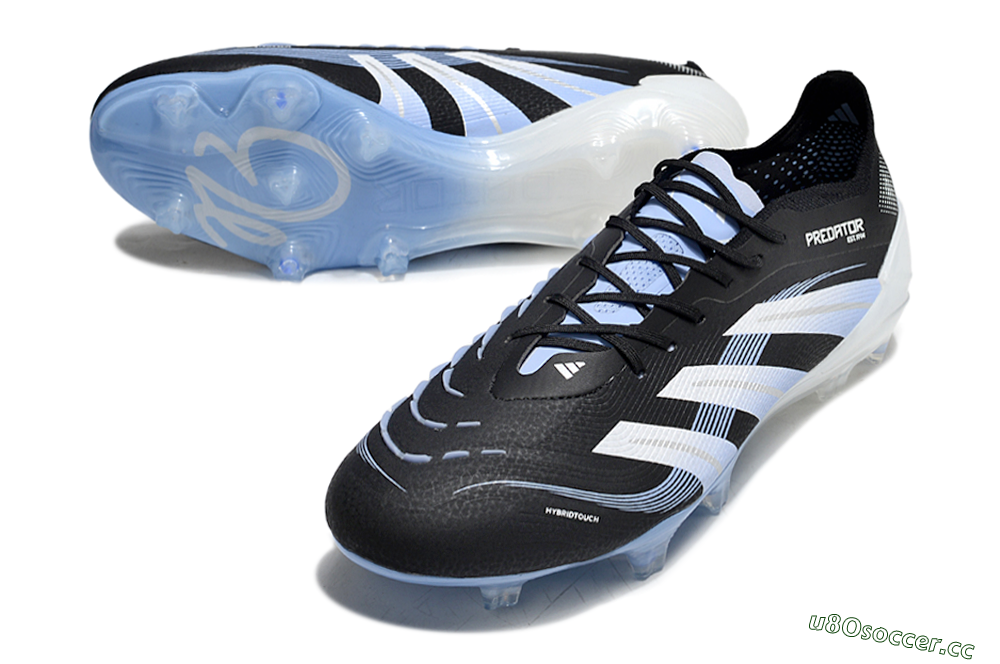 Men's Adidas Predator 25 Elite FG Firm Ground Low-Tops Football Boots - Black/Blue/Silver 3