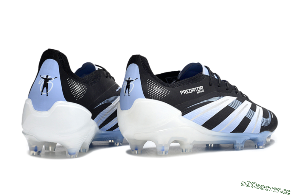 Men's Adidas Predator 25 Elite FG Firm Ground Low-Tops Football Boots - Black/Blue/Silver 6