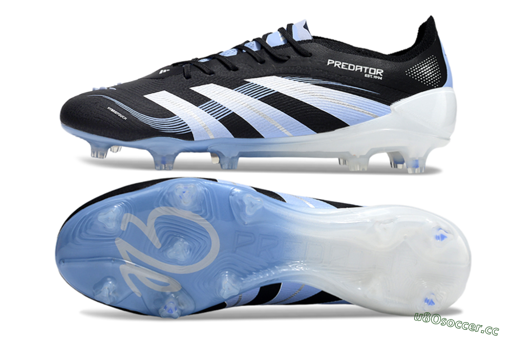 Men's Adidas Predator 25 Elite FG Firm Ground Low-Tops Football Boots - Black/Blue/Silver 1