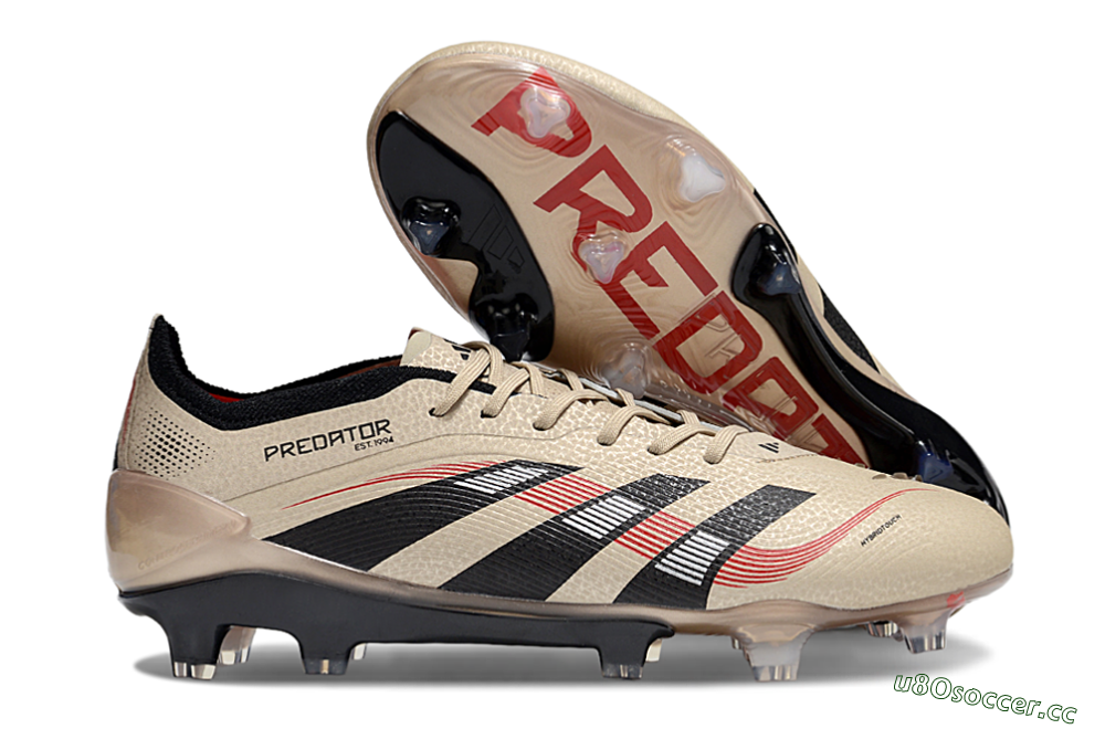 Men's Adidas Predator 25 Elite FG Firm Ground Low-Tops Football Boots - Gold/Black/Red 2