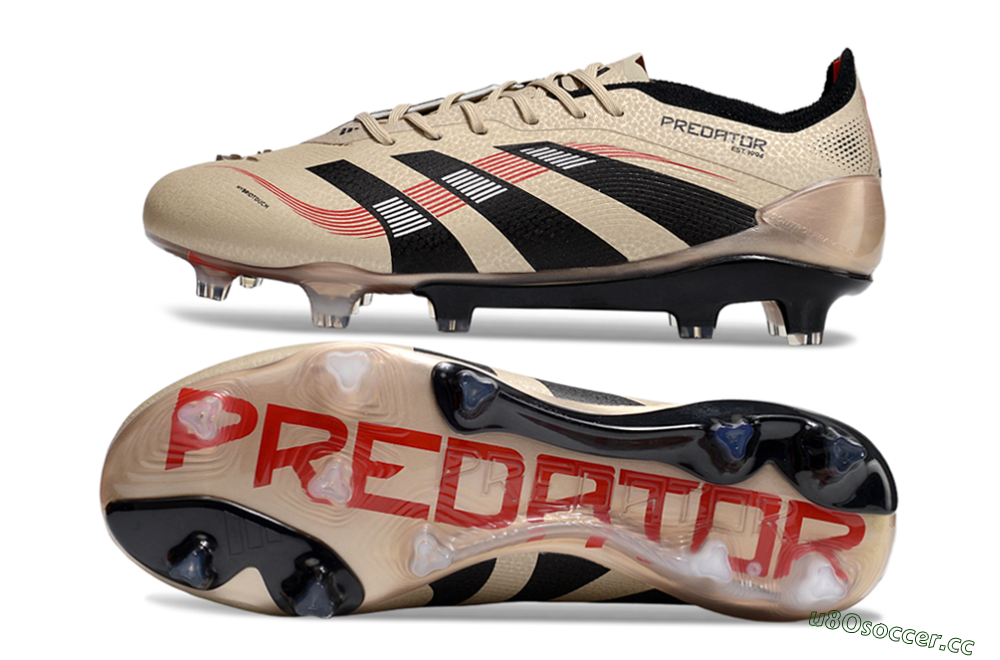 Men's Adidas Predator 25 Elite FG Firm Ground Low-Tops Football Boots - Gold/Black/Red 1