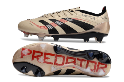 Men's Adidas Predator 25 Elite FG Firm Ground Low-Tops Football Boots - Gold/Black/Red