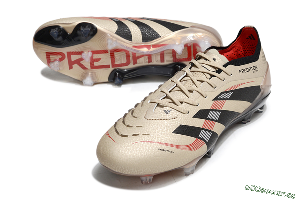 Men's Adidas Predator 25 Elite FG Firm Ground Low-Tops Football Boots - Gold/Black/Red 3