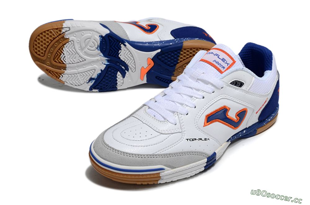 Men's Joma Top Flex IC Indoor & Futsal Low-Tops Football Shoes - White/Red/Blue 3