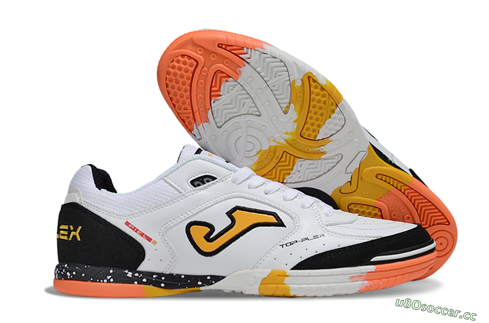 Men's Joma Top Flex IC Indoor & Futsal Low-Tops Football Shoes - White/Black/Yellow 2