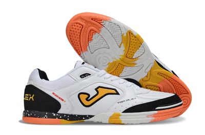 Men's Joma Top Flex IC Indoor & Futsal Low-Tops Football Shoes - White/Black/Yellow