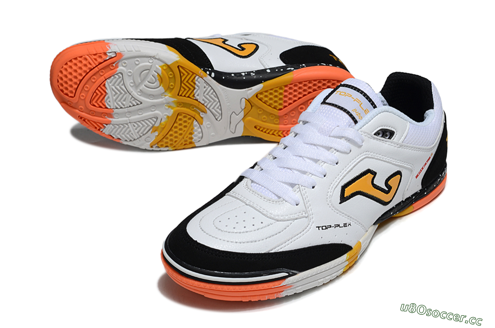 Men's Joma Top Flex IC Indoor & Futsal Low-Tops Football Shoes - White/Black/Yellow 3