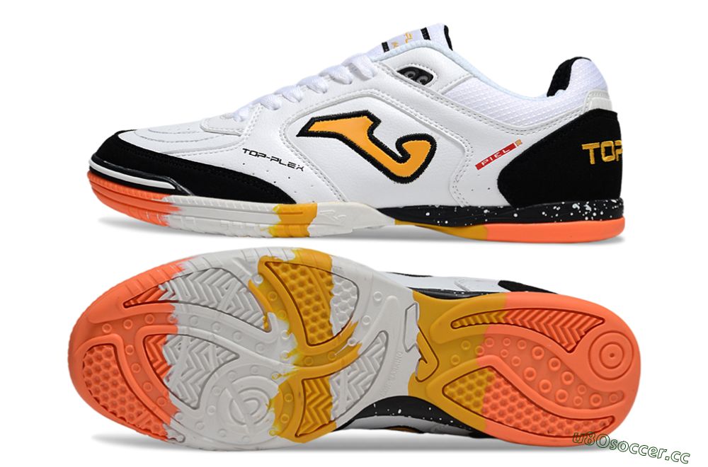 Men's Joma Top Flex IC Indoor & Futsal Low-Tops Football Shoes - White/Black/Yellow 1