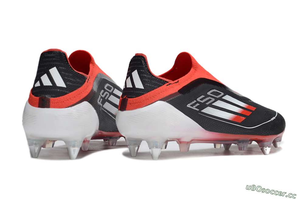 Men's Adidas F50 Elite Laceless SG Soft Ground Low-Tops Football Boots - Black/Red/Silver 6