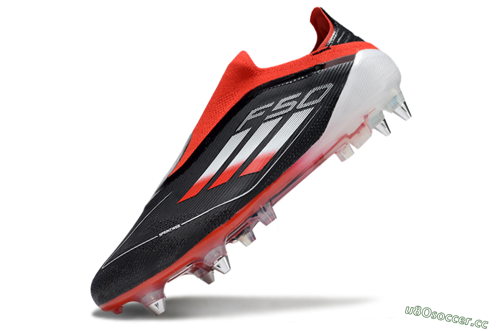 Men's Adidas F50 Elite Laceless SG Soft Ground Low-Tops Football Boots - Black/Red/Silver 5