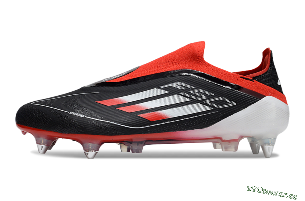 Men's Adidas F50 Elite Laceless SG Soft Ground Low-Tops Football Boots - Black/Red/Silver 0