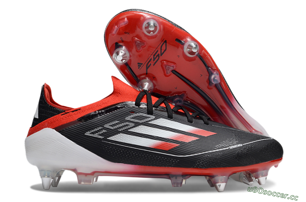 Men's Adidas F50 Elite SG Soft Ground Low-Tops Football Boots - Black/Red/Silver 2