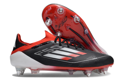 Men's Adidas F50 Elite SG Soft Ground Low-Tops Football Boots - Black/Red/Silver