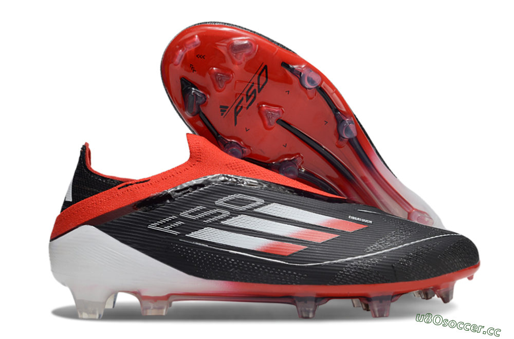 Unisex Adidas F50 Elite Laceless FG Firm Ground Low-Tops Football Boots - Black/Red/Silver 2
