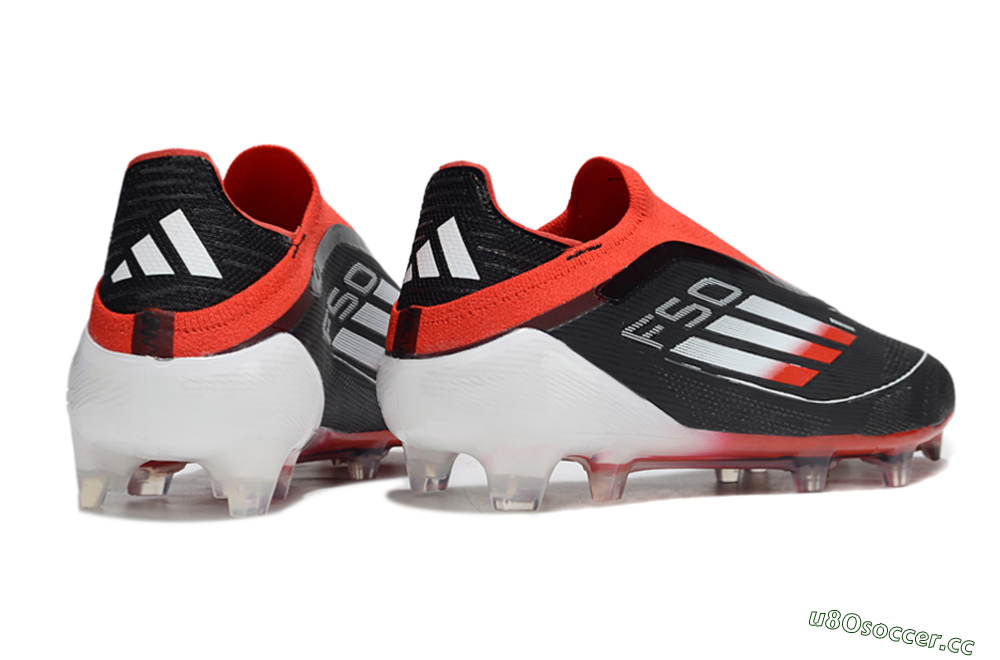 Unisex Adidas F50 Elite Laceless FG Firm Ground Low-Tops Football Boots - Black/Red/Silver 6