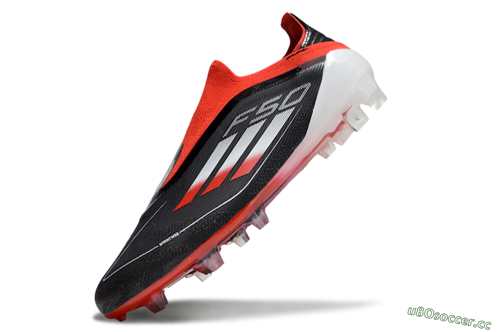 Unisex Adidas F50 Elite Laceless FG Firm Ground Low-Tops Football Boots - Black/Red/Silver 5