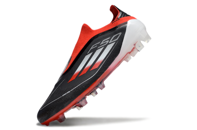 Unisex Adidas F50 Elite Laceless FG Firm Ground Low-Tops Football Boots - Black/Red/Silver