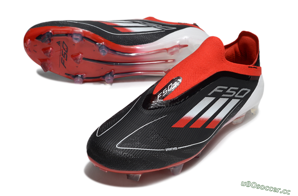 Unisex Adidas F50 Elite Laceless FG Firm Ground Low-Tops Football Boots - Black/Red/Silver 3