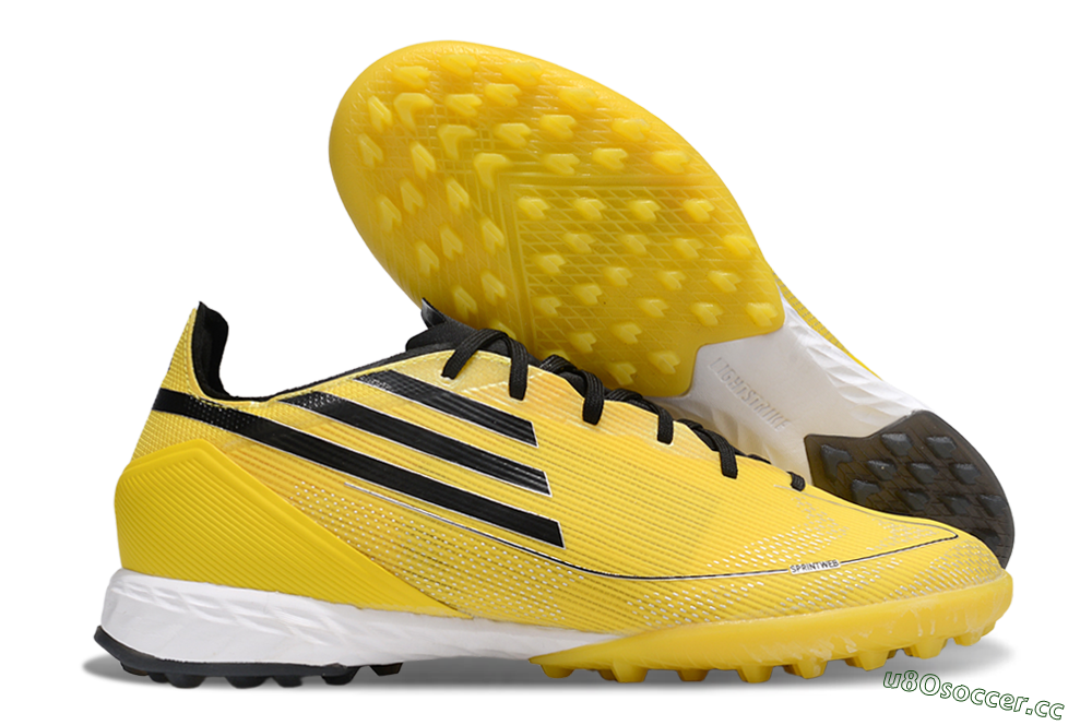 Men's Adidas F50 Pro TF Artificial Turf Low-Tops Football Shoes - Yellow/Black/White 2