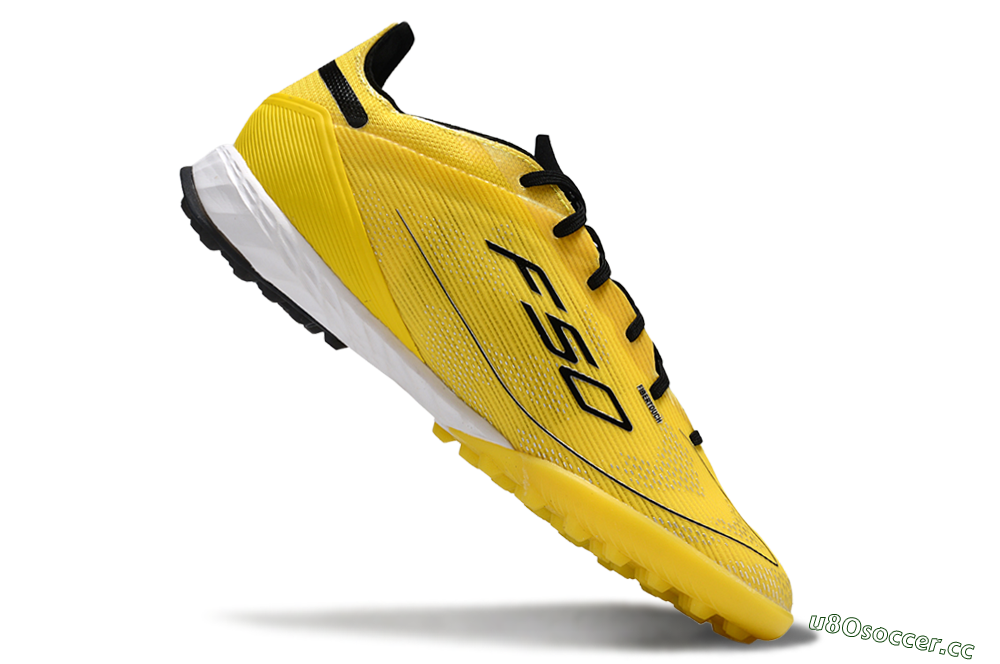 Men's Adidas F50 Pro TF Artificial Turf Low-Tops Football Shoes - Yellow/Black/White 4