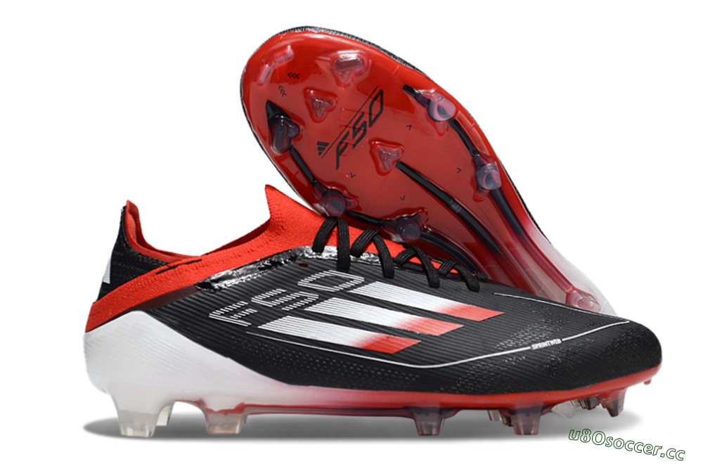 Unisex Adidas F50 Elite FG Firm Ground Low-Tops Football Boots - Black/Red/Silver 2