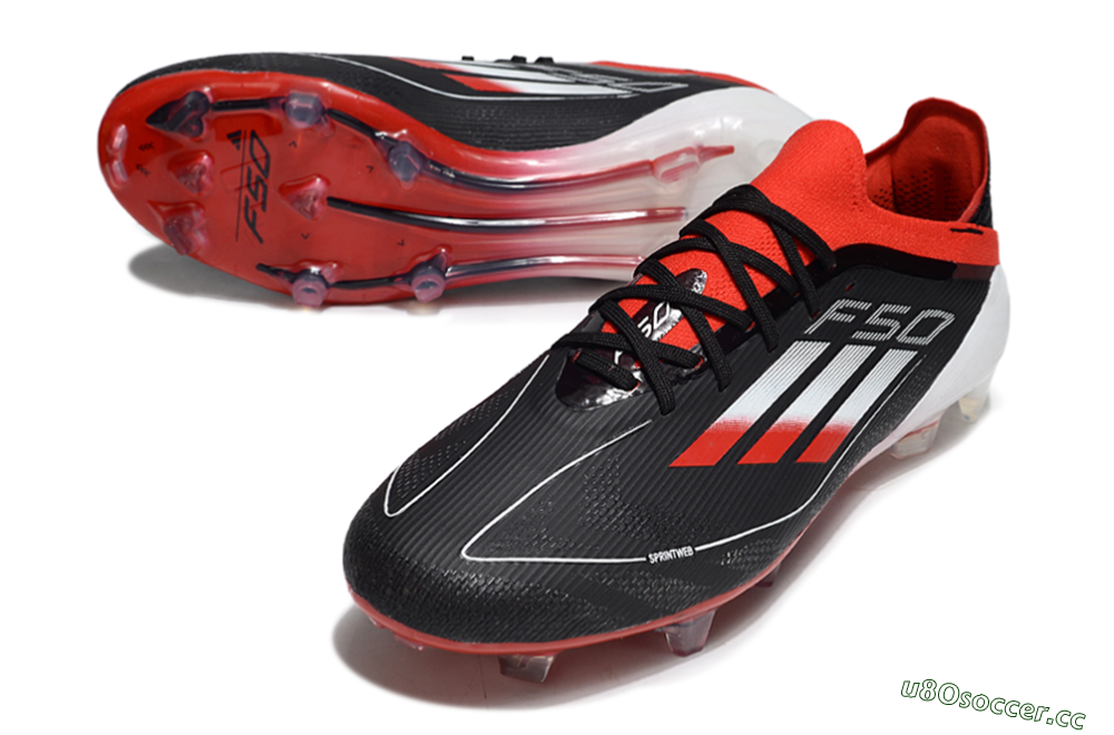 Unisex Adidas F50 Elite FG Firm Ground Low-Tops Football Boots - Black/Red/Silver 3