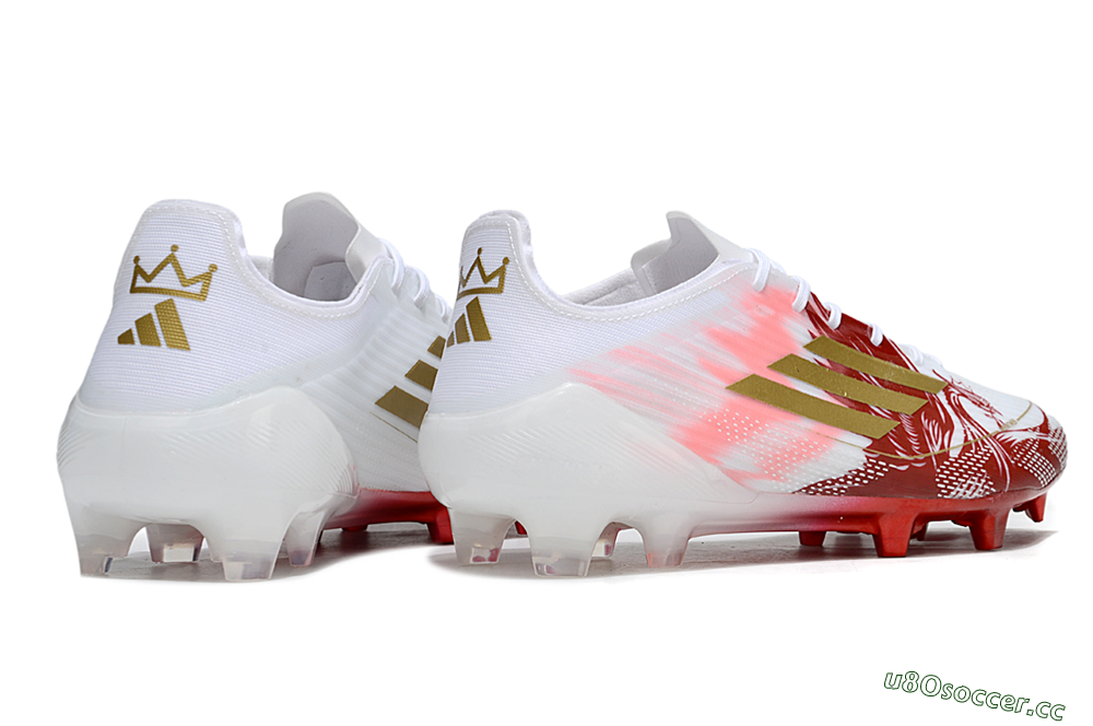 Unisex Adidas F50 Elite FG Firm Ground Low-Tops Football Boots - White/Red/Gold 6