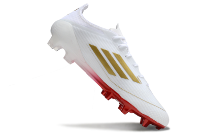 Unisex Adidas F50 Elite FG Firm Ground Low-Tops Football Boots - White/Red/Gold