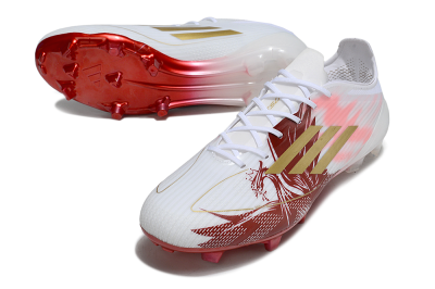 Unisex Adidas F50 Elite FG Firm Ground Low-Tops Football Boots - White/Red/Gold