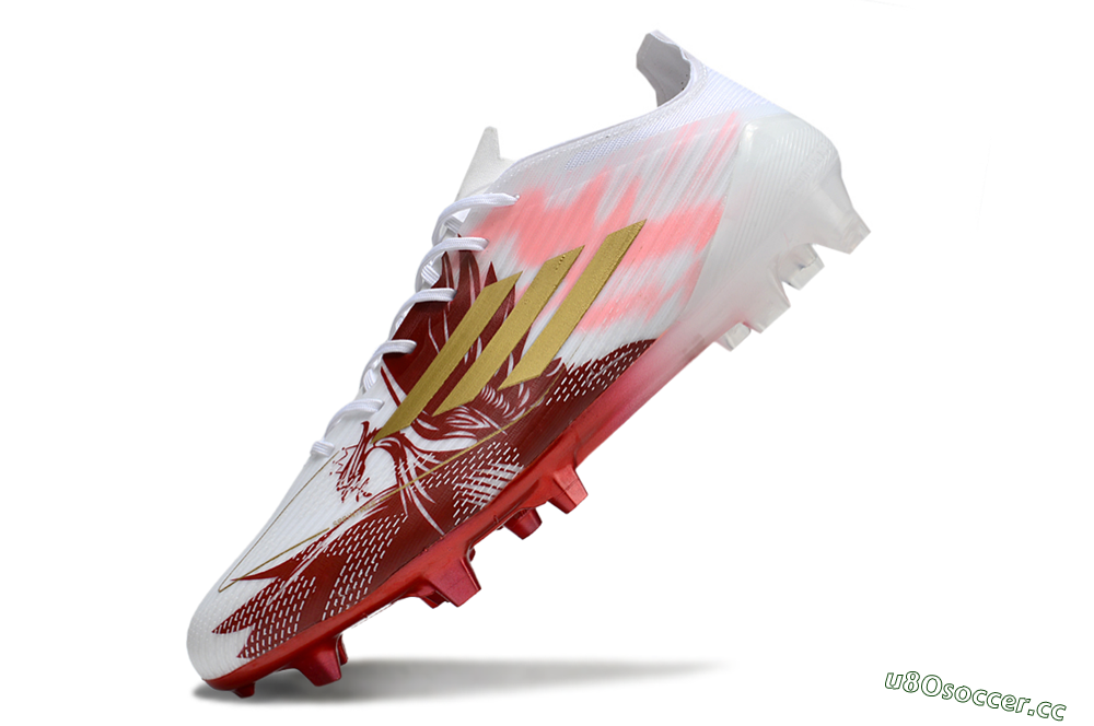 Unisex Adidas F50 Elite FG Firm Ground Low-Tops Football Boots - White/Red/Gold 5