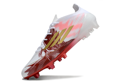 Unisex Adidas F50 Elite FG Firm Ground Low-Tops Football Boots - White/Red/Gold