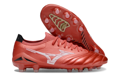 Men's Mizuno Morelia Neo 4 FG Firm Ground Low-Tops Football Boots - Red/White/Black