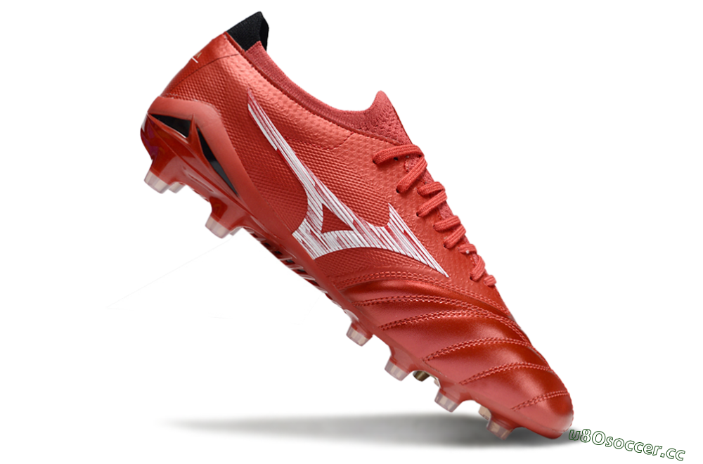 Men's Mizuno Morelia Neo 4 FG Firm Ground Low-Tops Football Boots - Red/White/Black 4