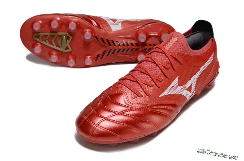 Men's Mizuno Morelia Neo 4 FG Firm Ground Low-Tops Football Boots - Red/White/Black 3