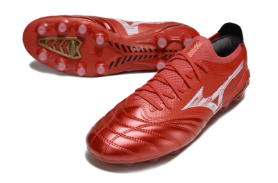 Men's Mizuno Morelia Neo 4 FG Firm Ground Low-Tops Football Boots - Red/White/Black