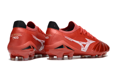 Men's Mizuno Morelia Neo 4 FG Firm Ground Low-Tops Football Boots - Red/White/Black