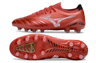 Men's Mizuno Morelia Neo 4 FG Firm Ground Low-Tops Football Boots - Red/White/Black