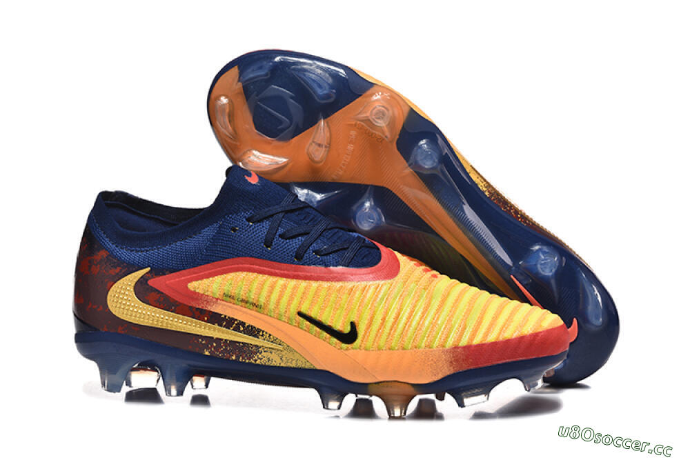 Men's Nike Phantom 6 Elite Low FG Firm Ground Low-Tops Football Boots - Yellow/Blue/Black 2