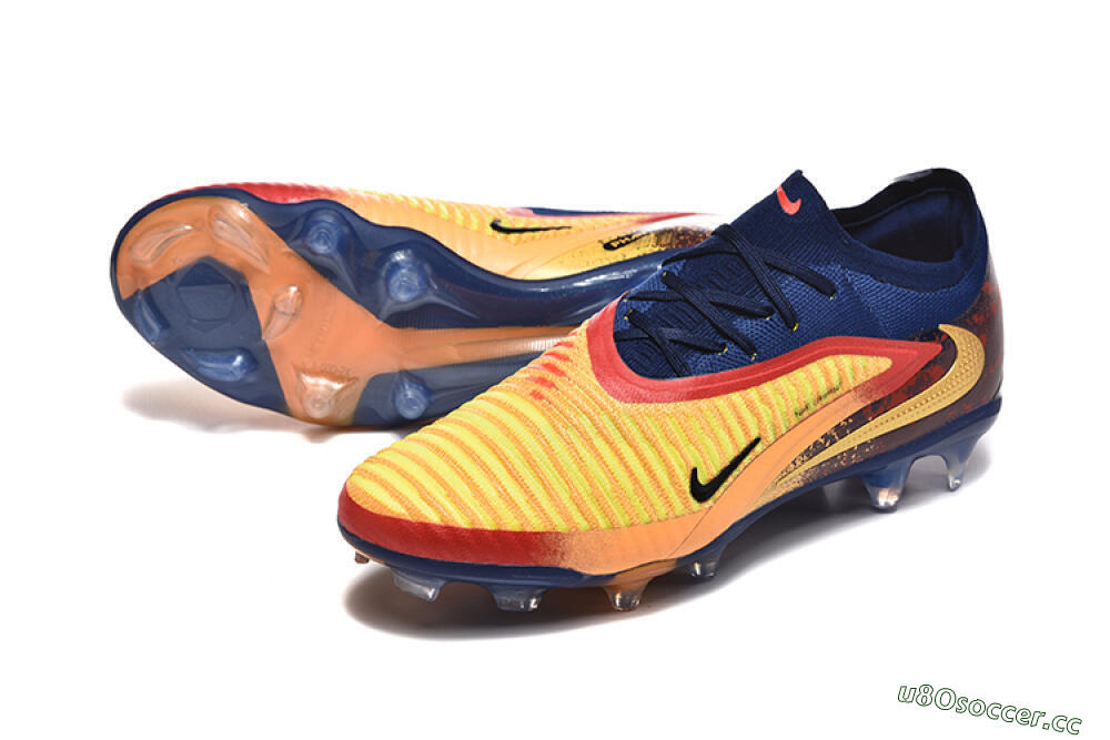 Men's Nike Phantom 6 Elite Low FG Firm Ground Low-Tops Football Boots - Yellow/Blue/Black 3