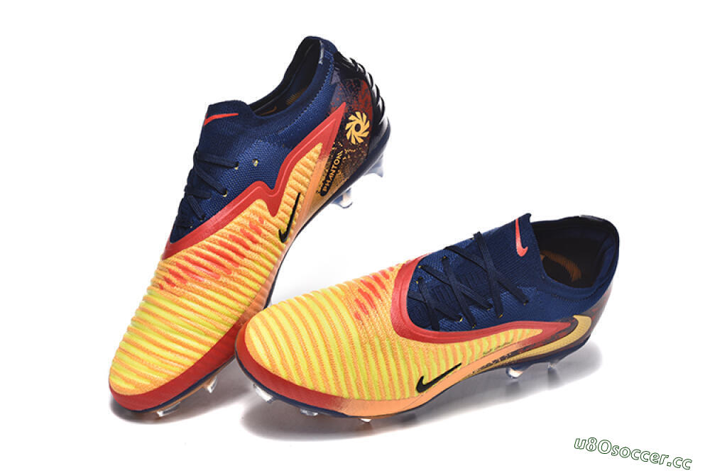 Men's Nike Phantom 6 Elite Low FG Firm Ground Low-Tops Football Boots - Yellow/Blue/Black 6