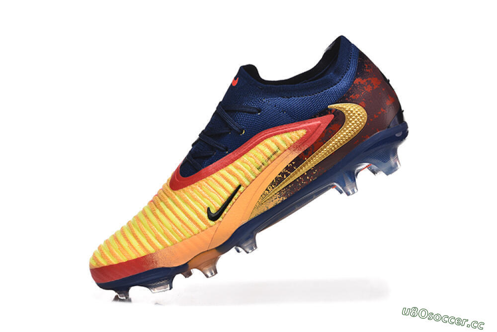 Men's Nike Phantom 6 Elite Low FG Firm Ground Low-Tops Football Boots - Yellow/Blue/Black 8