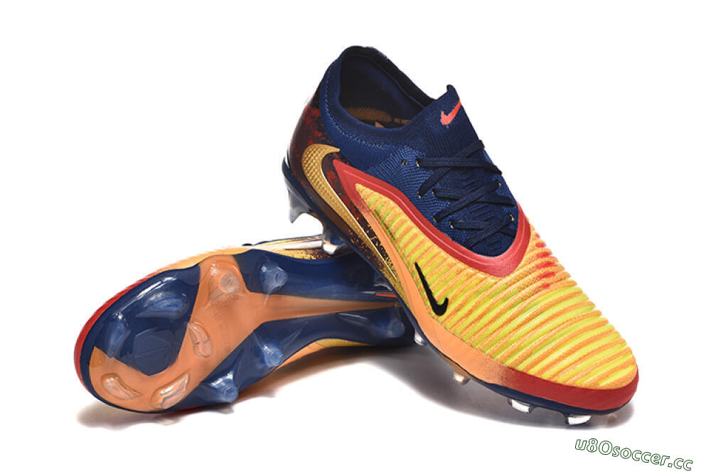 Men's Nike Phantom 6 Elite Low FG Firm Ground Low-Tops Football Boots - Yellow/Blue/Black 4
