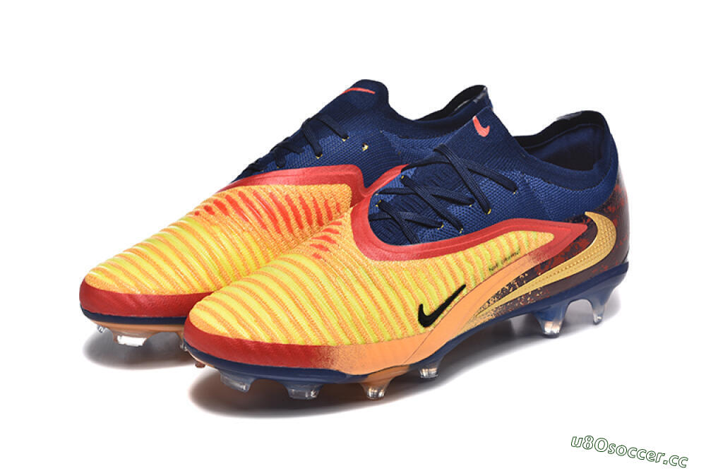 Men's Nike Phantom 6 Elite Low FG Firm Ground Low-Tops Football Boots - Yellow/Blue/Black 5
