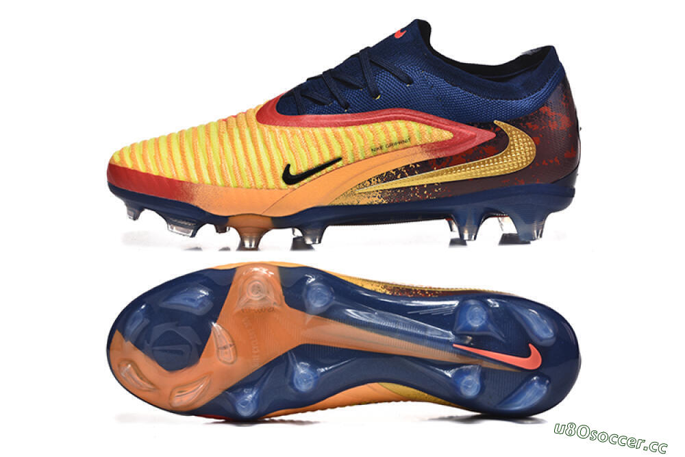 Men's Nike Phantom 6 Elite Low FG Firm Ground Low-Tops Football Boots - Yellow/Blue/Black 1