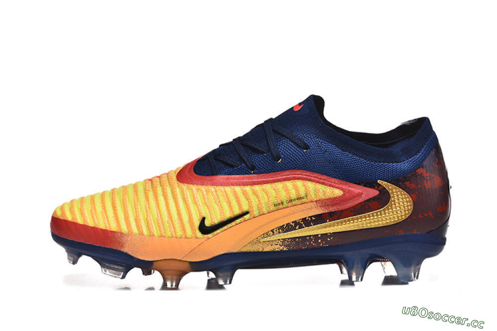 Men's Nike Phantom 6 Elite Low FG Firm Ground Low-Tops Football Boots - Yellow/Blue/Black 0