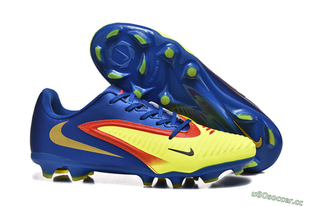 Men's Nike Phantom 6 Elite Low FG Firm Ground Low-Tops Football Boots - Yellow/Blue/Gold 2