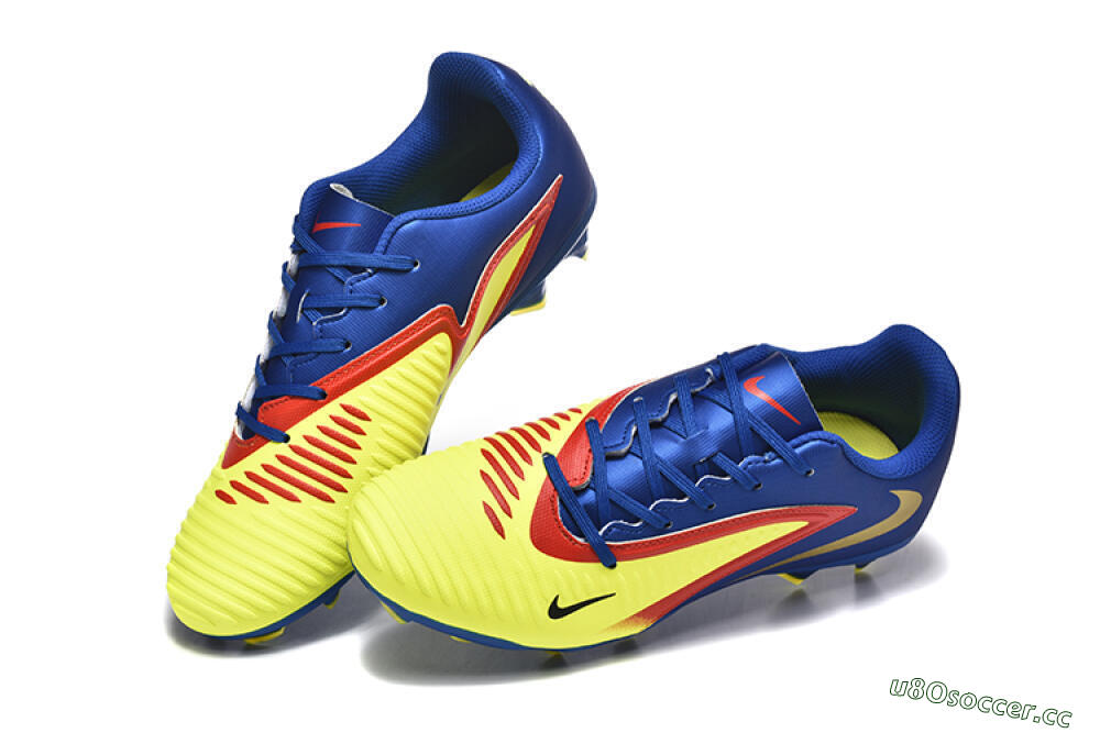 Men's Nike Phantom 6 Elite Low FG Firm Ground Low-Tops Football Boots - Yellow/Blue/Gold 6