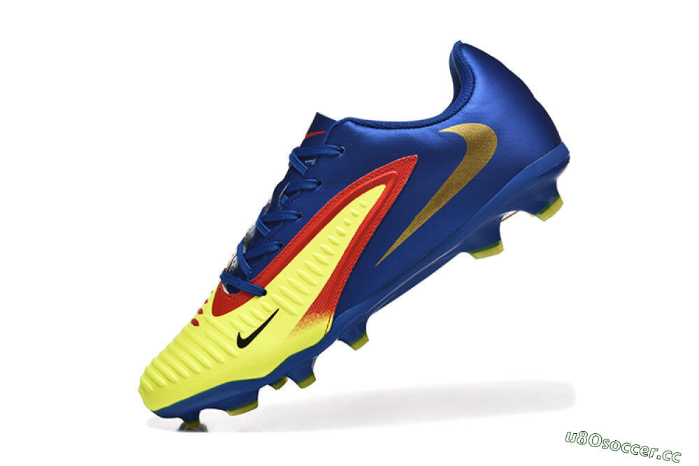 Men's Nike Phantom 6 Elite Low FG Firm Ground Low-Tops Football Boots - Yellow/Blue/Gold 8