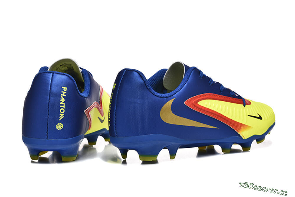 Men's Nike Phantom 6 Elite Low FG Firm Ground Low-Tops Football Boots - Yellow/Blue/Gold 9