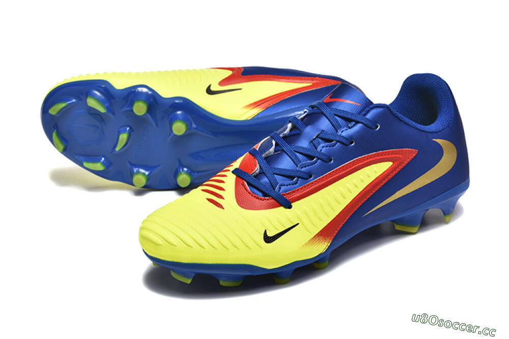 Men's Nike Phantom 6 Elite Low FG Firm Ground Low-Tops Football Boots - Yellow/Blue/Gold 3